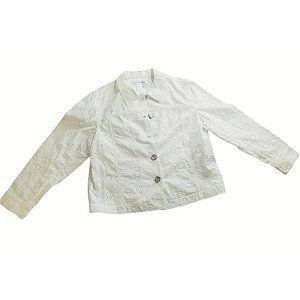 Coldwater Creek Bomber Style Lace Jacket w Coconut Buttons Petite Large